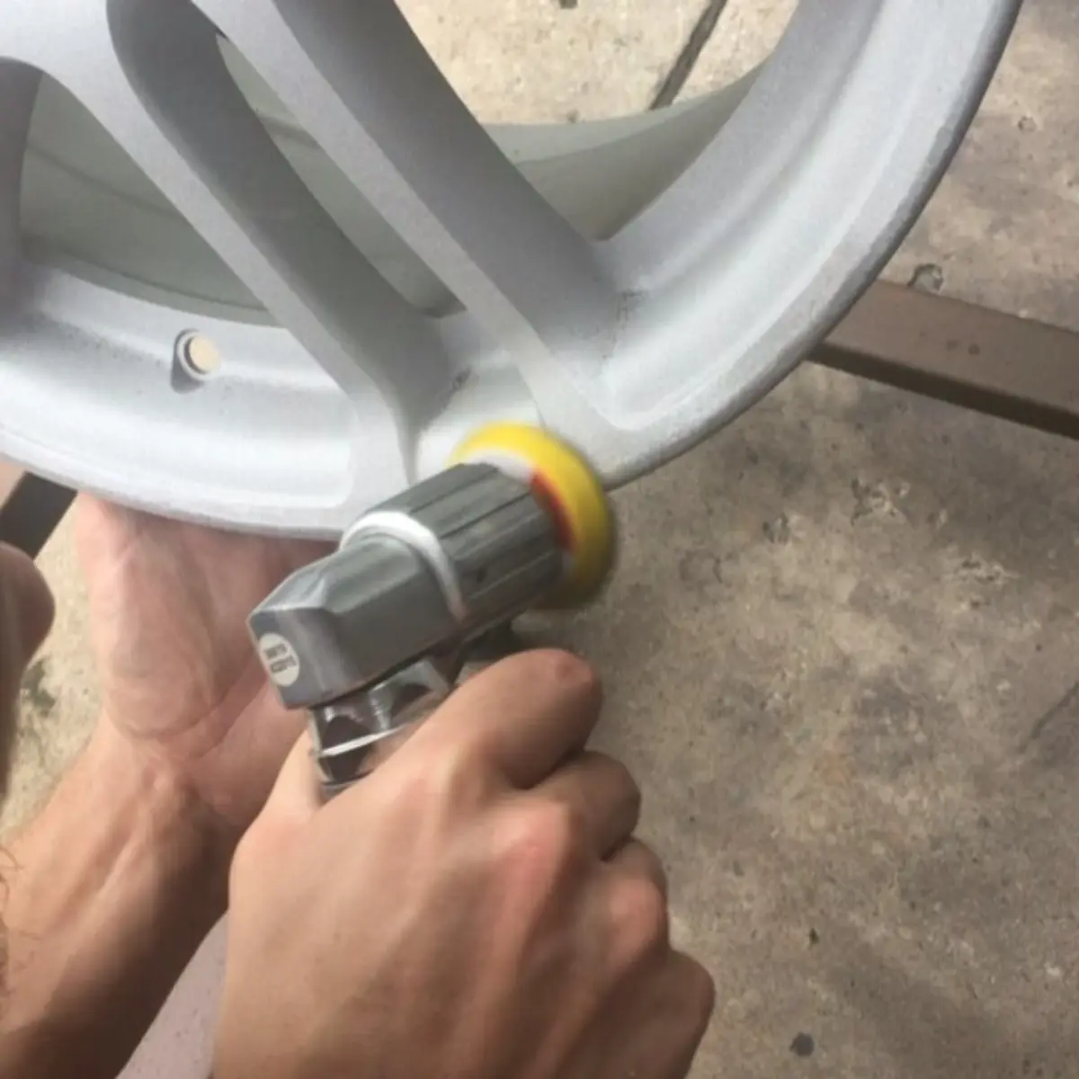 @liv_maas smoothing out some curb rash before powder coat