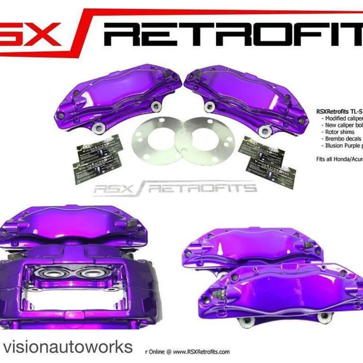 Illusion purple calipers! @visionautoworks with @repostapp.
・・・
Khoa is a return customer of ours who is running a pair of our headlights. This time around he purchased our TL-S Brembo Brake Kit for his Acura RSX. A pair of calipers were acquired,