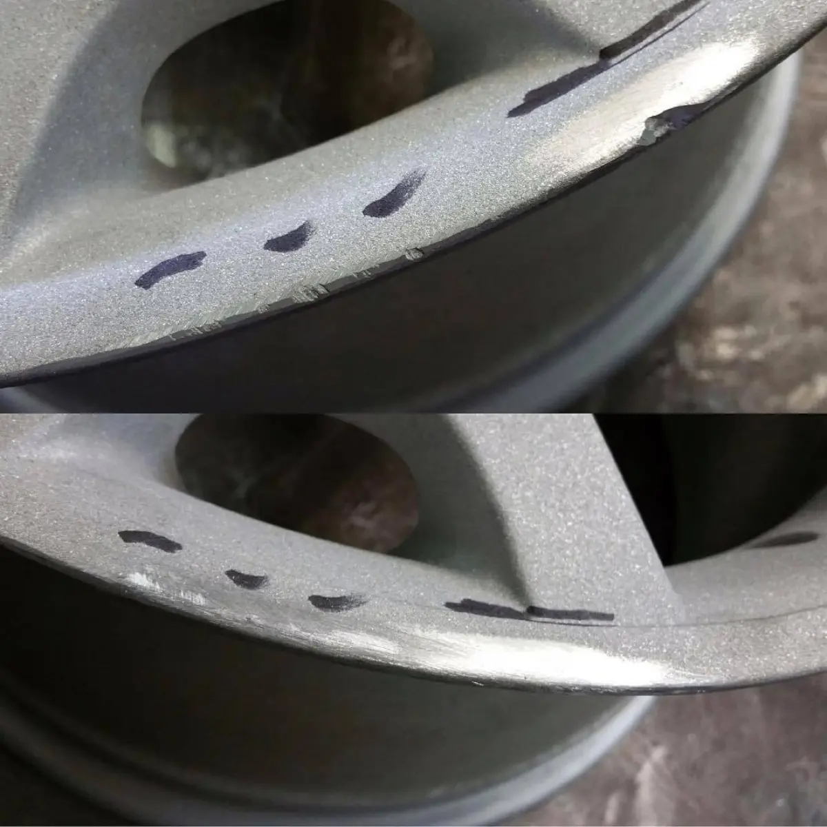 Wheels in for curb rash repair
