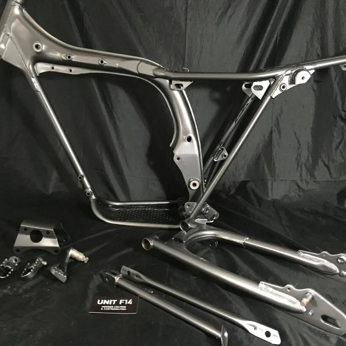 Argento on a dirt bike frame