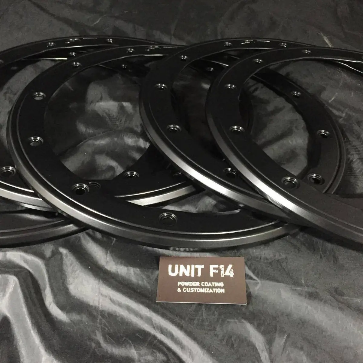 A set of bead locks in semigloss black
