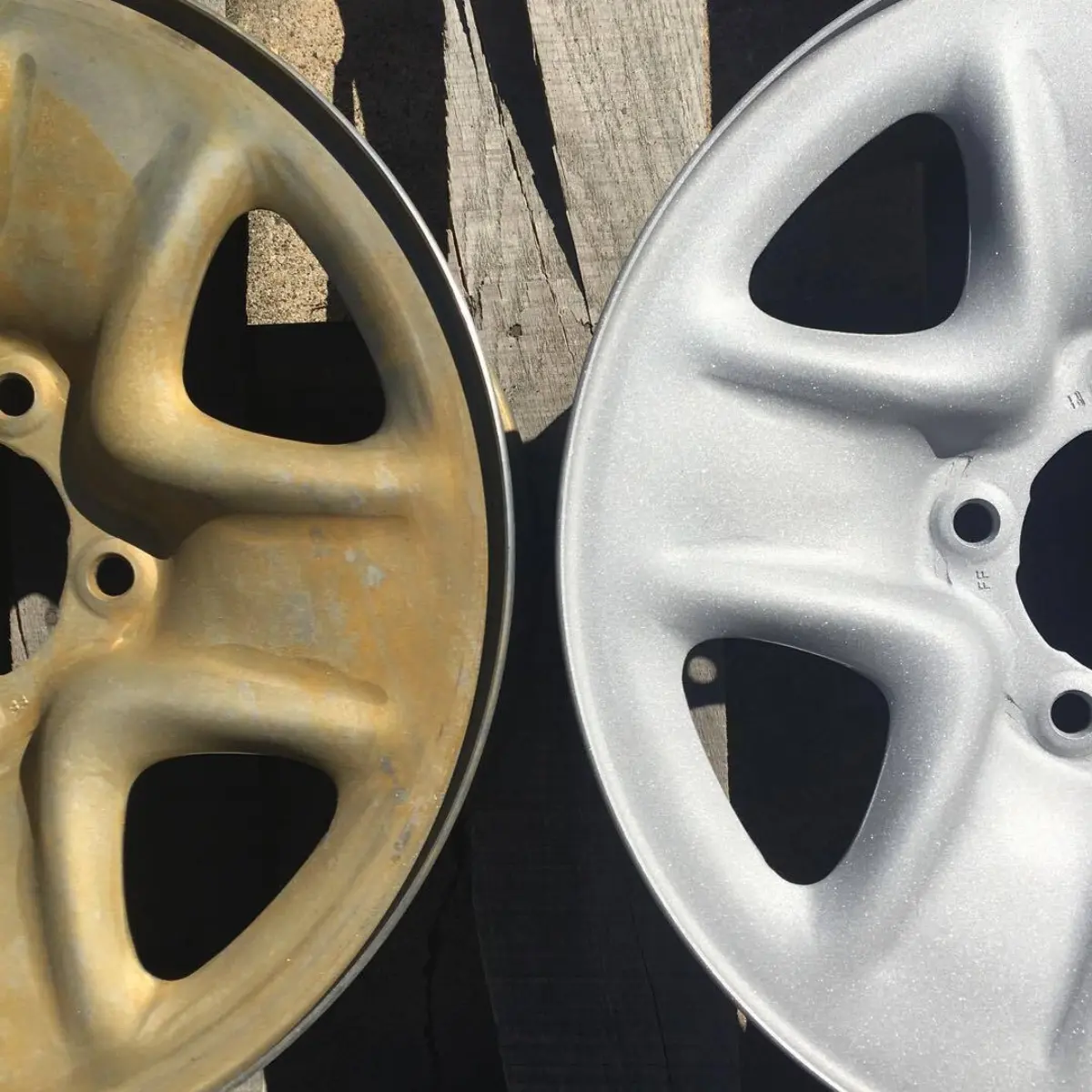 Before and after sandblasting