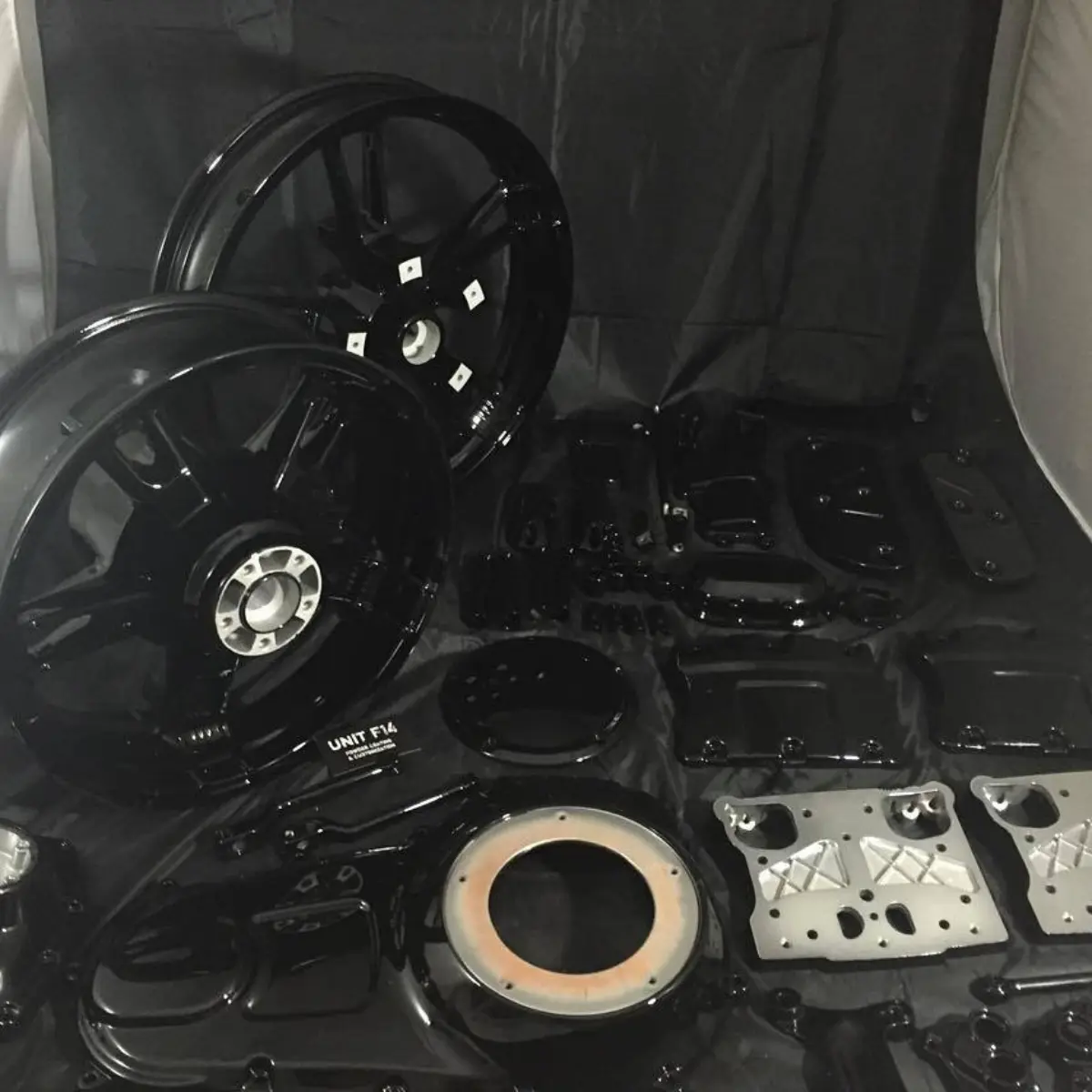 An entire Harley's worth of parts in wet black