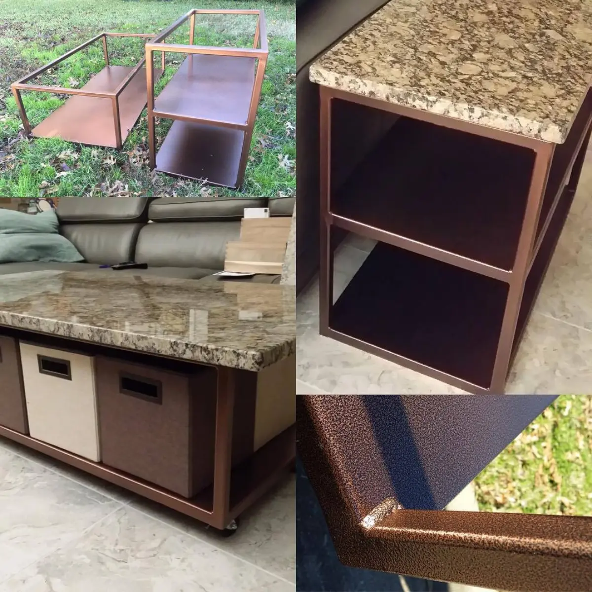 Copper vein on a custom fabricated coffee table and side table