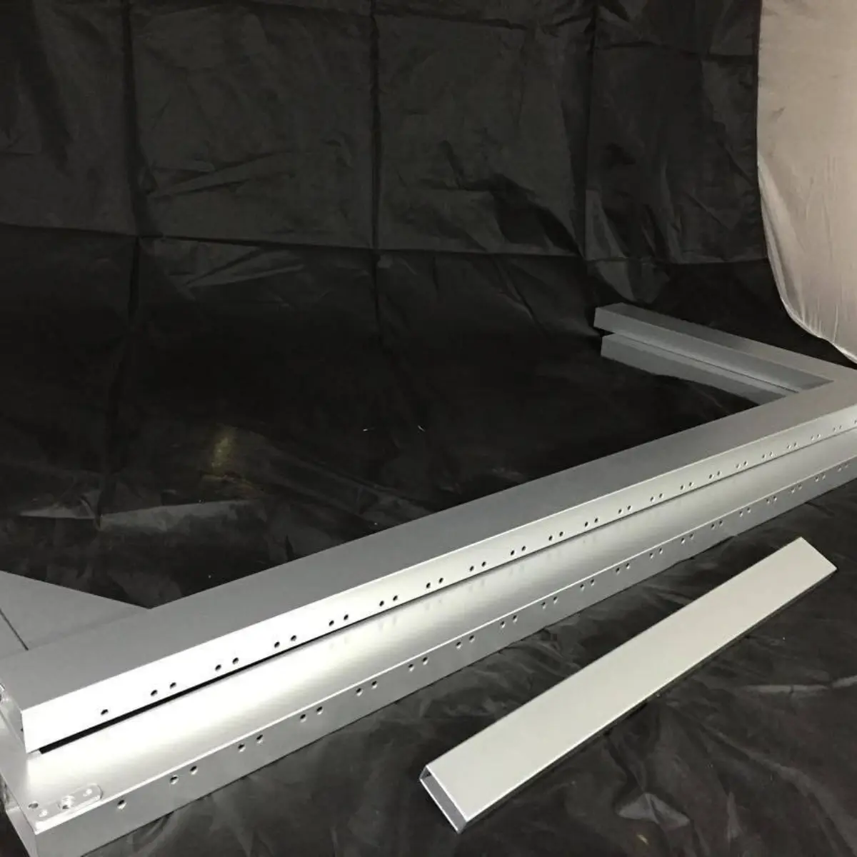 Audio racks refinished in a matte silver