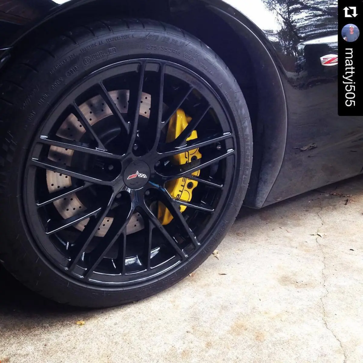 customer pic of some corvette calipers we recently coated! with @repostapp.
・・・
So pumped on the powder coating of my brake calipers on the Z06, Black on Black with that Ferrari yellow, @unitf14