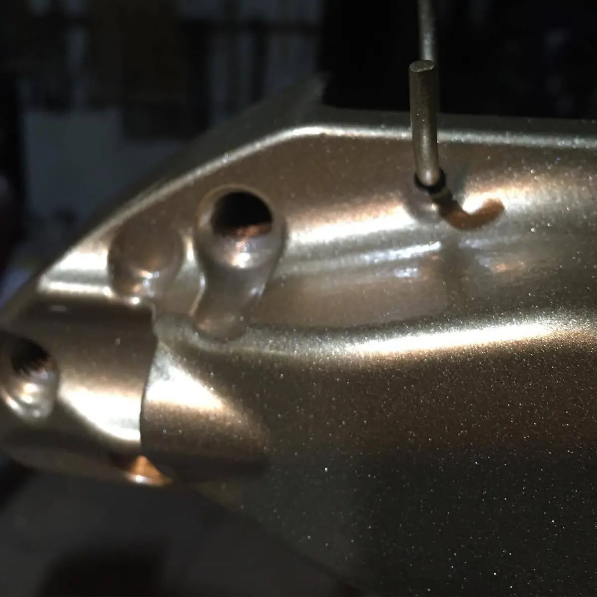 Roman Gold on a set of calipers! Transparent copper top coat coming next!