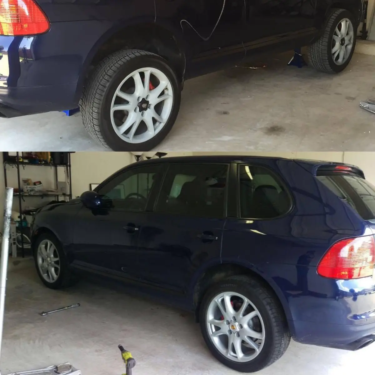 Top bottom . Repaired curb rash and restored to