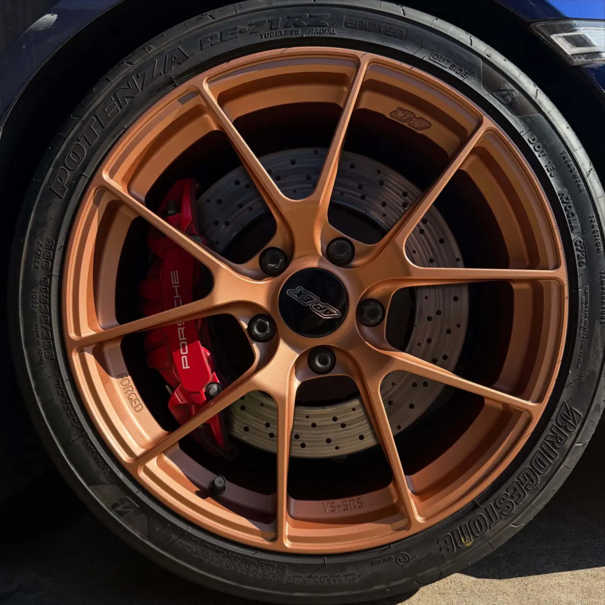 Apex wheels powder coated in a Satin Metallic Rose Gold