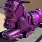 Coming soon to @monsteryogurt in Richardson! This will be a great addition to their indoor playground. Kids horse ride powder coated @prismaticpowders Disco Fuchsia