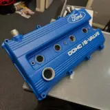 Ford valve cover powder coated Ford Racing Blue Wrinkle with Bengal White letters