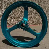 Sportbike wheels powder coated Candy Teal over Heavy Silver