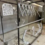 Cast aluminum patio furniture sandblasted and powder coated with a primer and @prismaticpowders Weeping Silver
