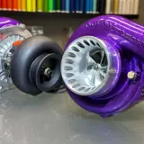 Cold side turbo housing powder coated Disco Purple, hot side cerakoted Graphite Black
