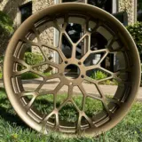 Harley Davidson wheels refinished in Yankee Gold with Satin Clear. #