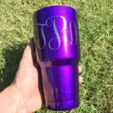 Yeti with monogram in Illusion Purple and Shimmer Glass. Get your orders in before the Christmas rush!