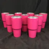 Insulated cups in Lazer Pink powder coat