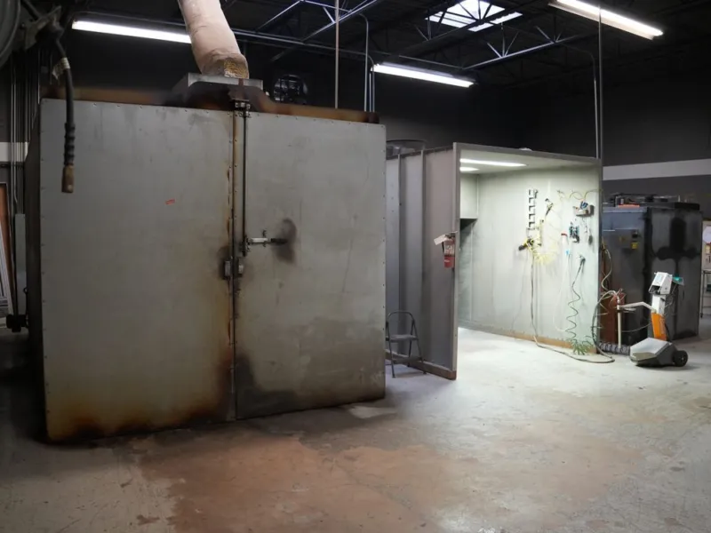 The spray booth and oven